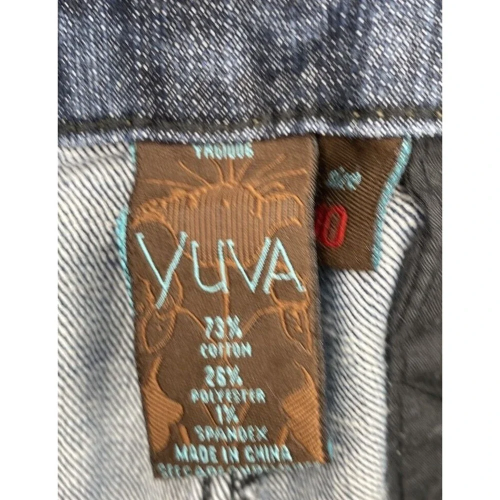 Yuva Denim Bermuda Shorts Womens Size 10 Stretch Blue Jean Wide Waistband Curvy